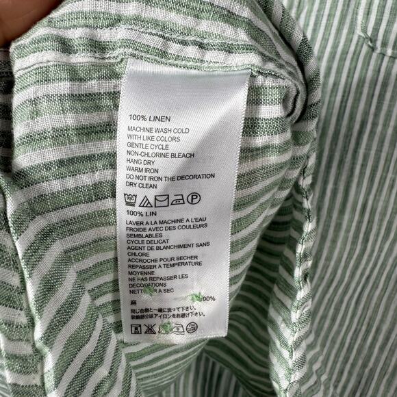 Tommy‎ Bahama Relax Button Shirt Mens XL Linen Striped Green - Picture 7 of 13